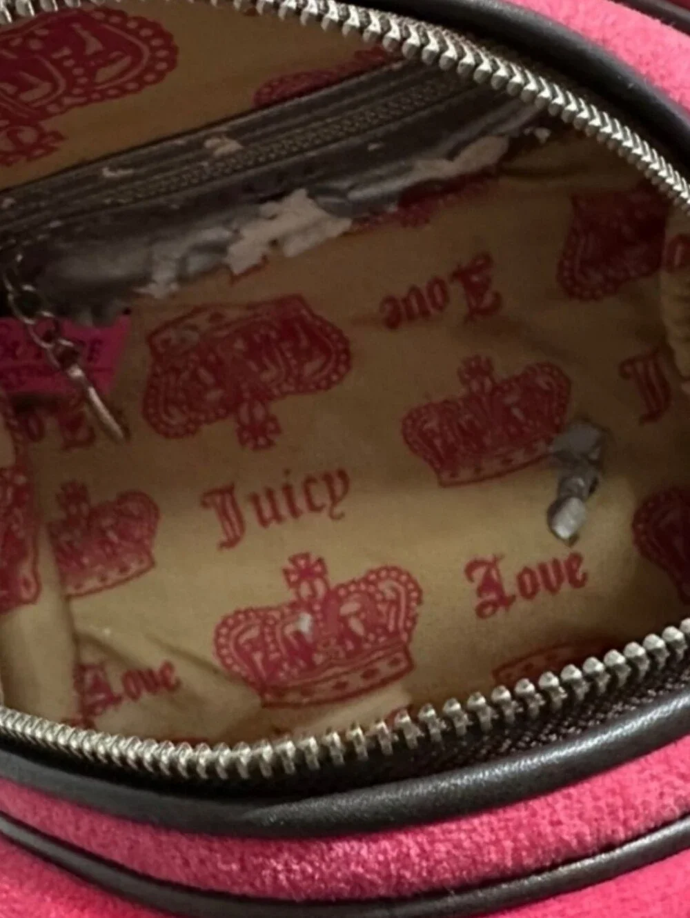 Rare Juicy Couture Y2k Small Dollish Pink Velour GENERATION Couture Bowler Bag